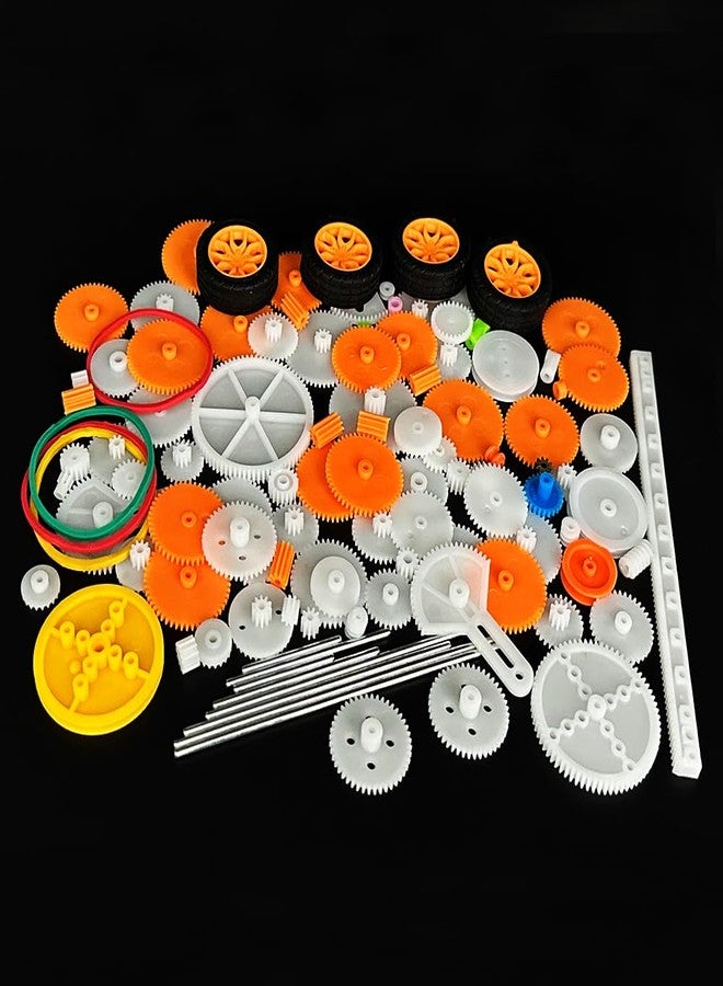 URIMPAVIDO 112PCS Plastic Gear Set Single Gear Spindle Gear Small Motor Gear for DC Motor RC Car Truck Robot DIY Model Toy Gear Replacement Module 0.5 Gears Axle Tire Gear Belt Bushings Rack DIY Set (112) - Image 3